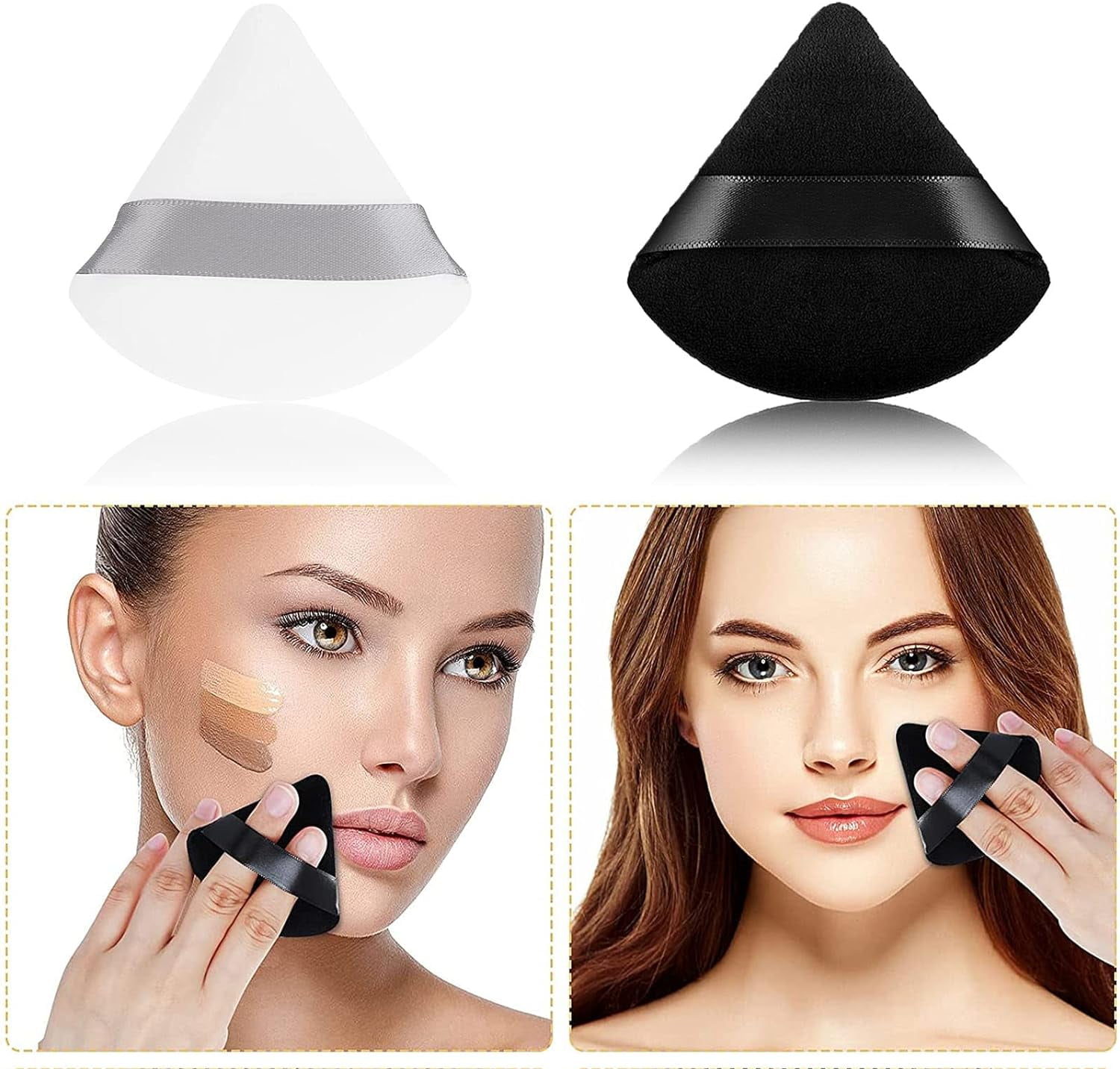 2 Pcs Powder Puff Face Triangle Makeup Puff Trigwell Powder Puff Makeup Sponge Cushion Puff Wet
