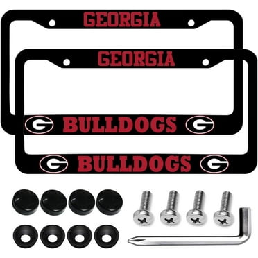 2 Pcs Premium Aluminum Alloy License Plate Frame for UGA Car Tag License Plate Cover Holder with Screw Caps