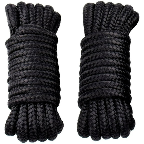 2 Pcs Premium Boat Fender Lines 3/8" x 15' with Eyelet, Double Braid Nylon Boat Bumper Rope, Dock Lines Boat Ropes for Docking Boat Lines Dock Ties