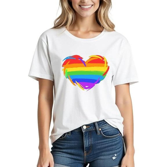 2 Pcs Pride Shirts for Women Rainbow Graphic Tees Shirts Ally Equality Tops Letter Print T-Shirts Crew Neck Tees Short Sleeve Top Light Breathable Tunic Blouses Going Out Beach Holiday Tees Clothes