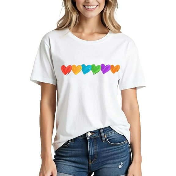 2 Pcs Pride Shirts for Women Rainbow Graphic Tees Shirts Ally Equality Tops Letter Print T-Shirts Crew Neck Tees Short Sleeve Top Light Breathable Tunic Blouses Going Out Beach Holiday Tees Clothes
