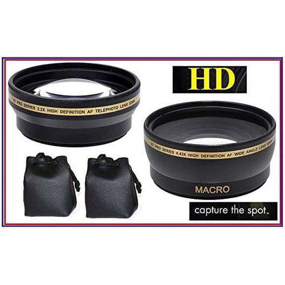 2-Pcs Pro HD Lens Telephoto + Wide Angle for Panasonic Lumix DMC-FZ300 DMC-FZ200