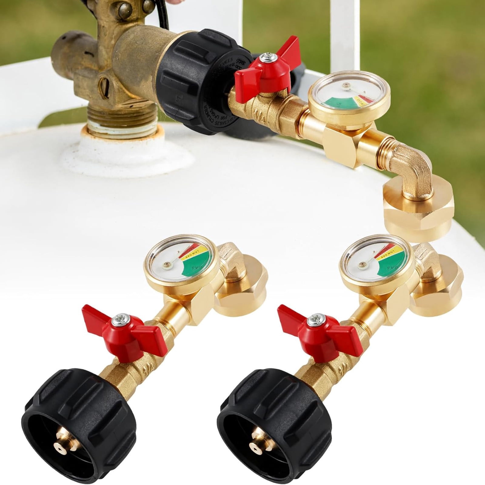 2 Pcs Propane Refill Adapter with Valve and Gauge, Fill Bottles from ...