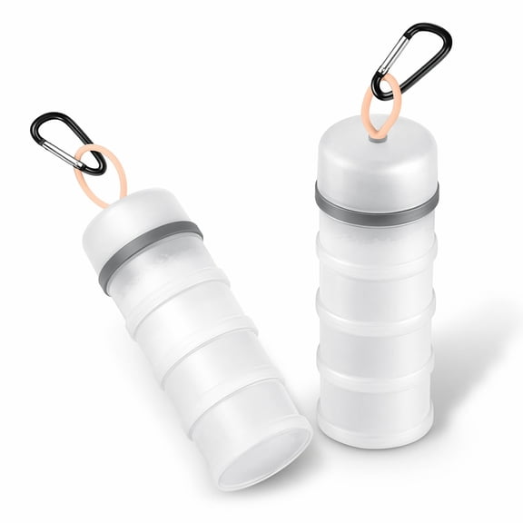 Lsupdaol 2 Pcs Portable Protein Powder Container 4 Stackable Leakproof Dispenser with Funnel