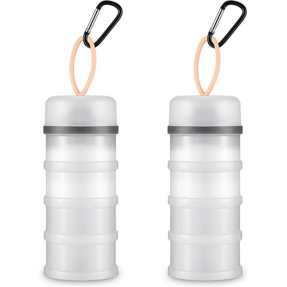 2 Pcs Protein Powder Container with Funnels Stand, 4 Stackable Leakproof Protein Powder Dispenser, Portable Keychain Powder Container for Workout, Fitness, Travel