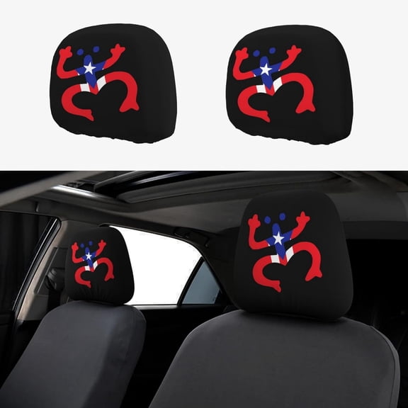2 Pcs Puerto Rico Taino Design Headrest Covers,Cute Puerto Rico Gift Car Headrest Protector Seat Cover Accessories Universal Fit for Cars Truck SUV Van
