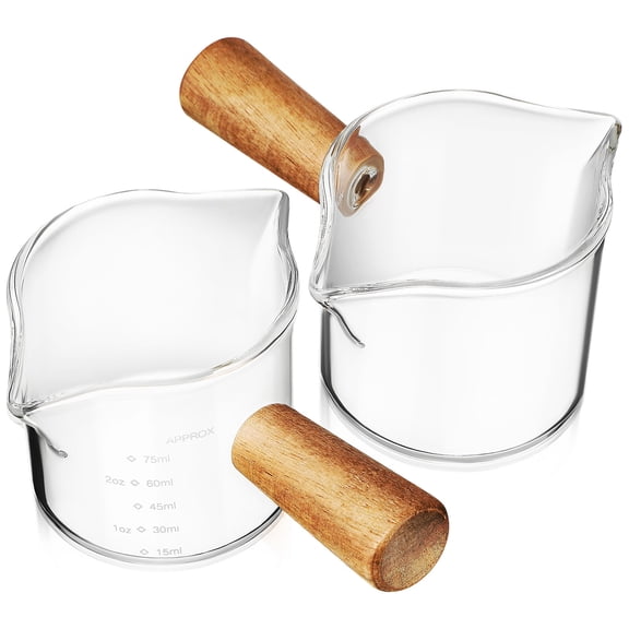TABLZONE Glass Coffee Measuring Cups Set of 2, Transparent Kitchen Measuring Cups for Home Brewing