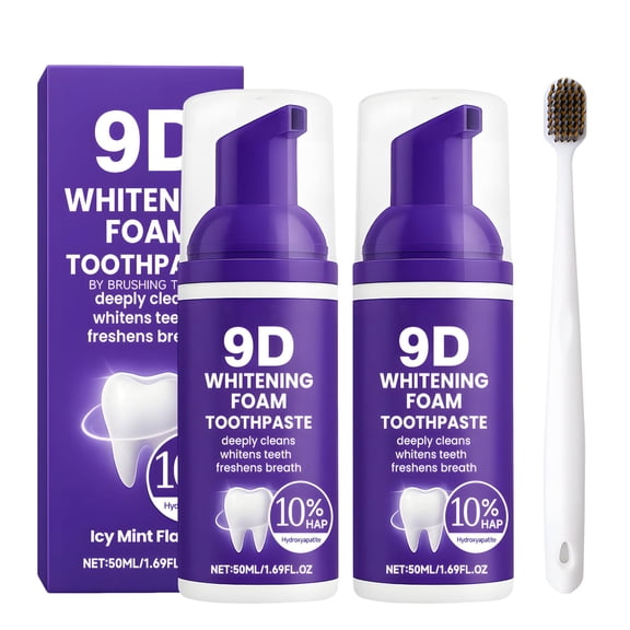 2 Pcs Purple Whitening Toothpaste Mouthwash Mousse with Toothbrush