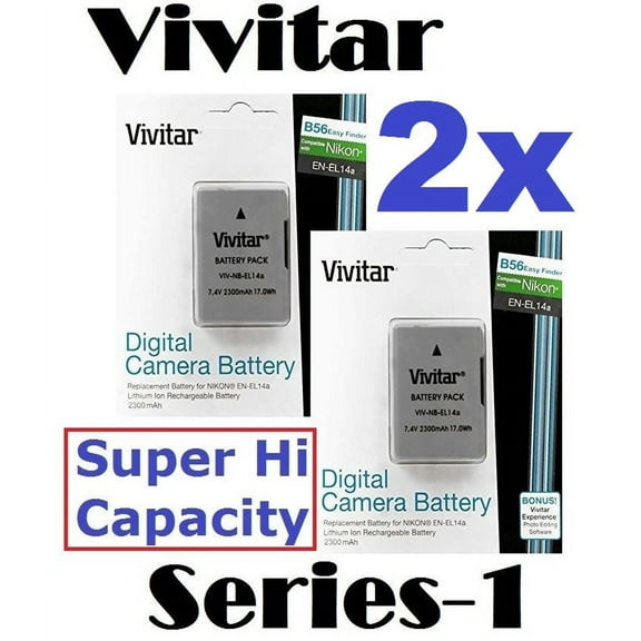 2 Pcs (Qty 2) Hi Capacity EN-EL14a Li-Ion Rechargeable Battery for Nikon Df