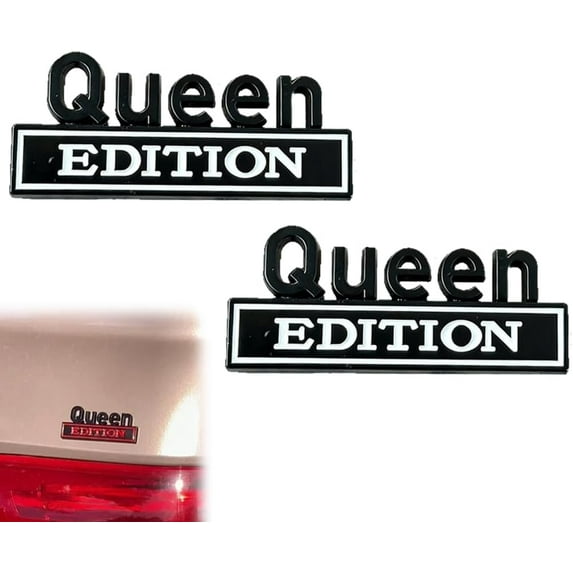 2 Pcs Queen Edition 3D Metal Car Emblem Stickers, Universal Auto Badge Decals for Fenders & Tailgates, Durable Peel and Stick Decoration for Trucks SUVs