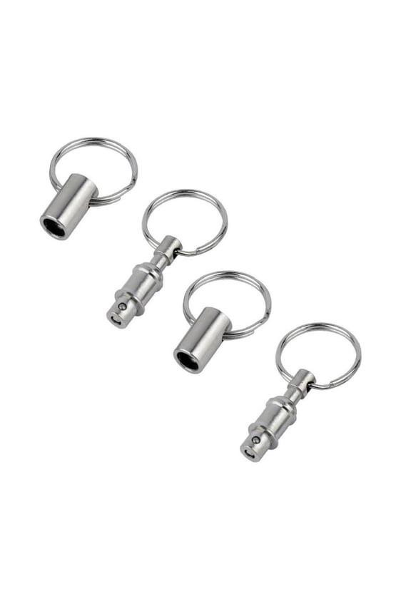 2 Pcs Quick Detachable Double Rings Keychains, Reusable Heavy Duty Dual Key Rings, Durable Pull Apart Key Chains Accessory with 2 Split Rings for Travel, Camping, 0.98x1.57 Inch, Silver