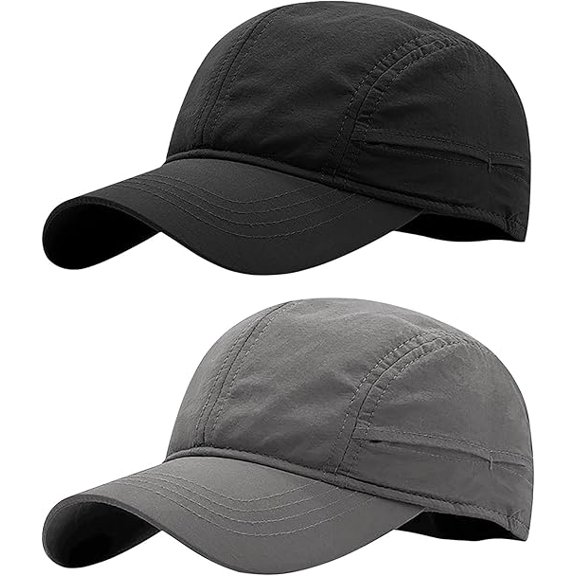 2 Pcs Quick Dry Hat 6 Panels Drawstring Unstructured Airy Breathable Daily Wear Short Brim Hat