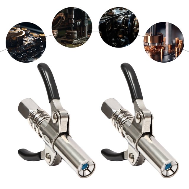 2 Pcs Quick Release Grease Gun Coupler Dual Handles for All 1/8" NPT