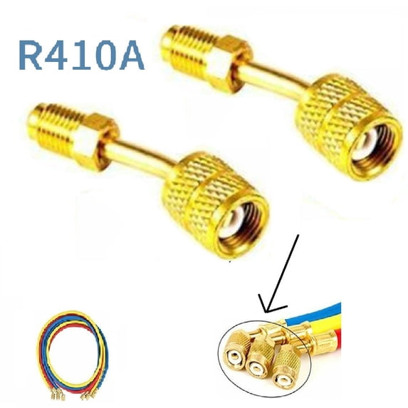 2 Pcs R410a Adapter for Mini Split, 5/16" SAE Female Quick Couplers to 1/4" SAE Male Flare for HVAC System, 45 Degree Angled Charging Vacuum Adapter