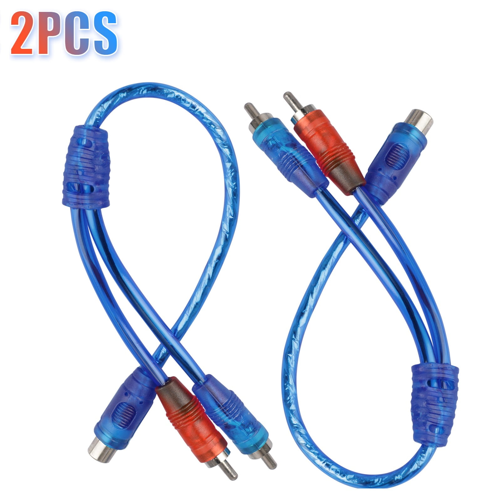RCA Y Adapter Connector 2 Female to 1 Male, Car Audio RCA Splitter Adapter  Cable, Blue (2 Pack) : : Electronics
