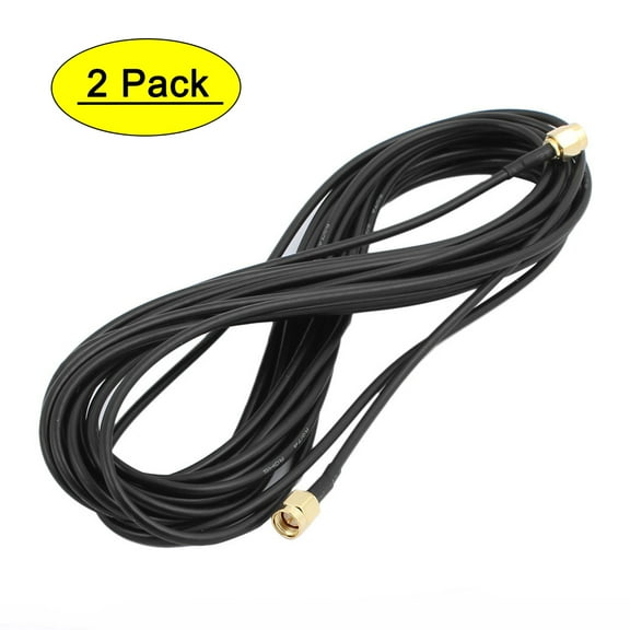 2 Pcs RP-SMA Male to SMA Male Adapter Connector RG174 Coaxial Cable Black 6m