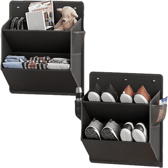 Black Hanging Shoe Organizer, for RV with Sticky Adhesive Tape 2 Piece