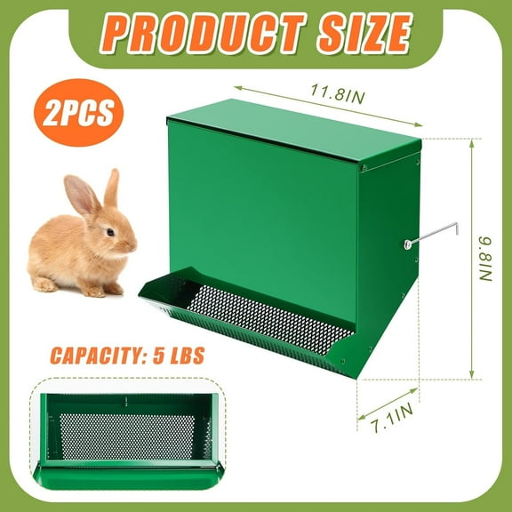2 Pcs Rabbit Feeder for Cages