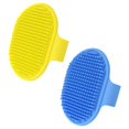 thumbnail image 1 of 2 Pcs Rabbit Grooming Kit, Cat Shampoo Brush Dog Grooming Brush Soothing Massage Rubber Comb with Adjustable Ring Handle for Long Short Haired Dogs and Cats (Blue+Yellow), 1 of 6