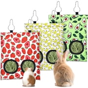 3 Pack Hay Feeder Bag for Guinea Pig,2-Hole Hanging Rabbit Hay Feeding Bag,600D Oxford Fabric Hay Holder Bag for Small Animal Chinchilla Hamsters