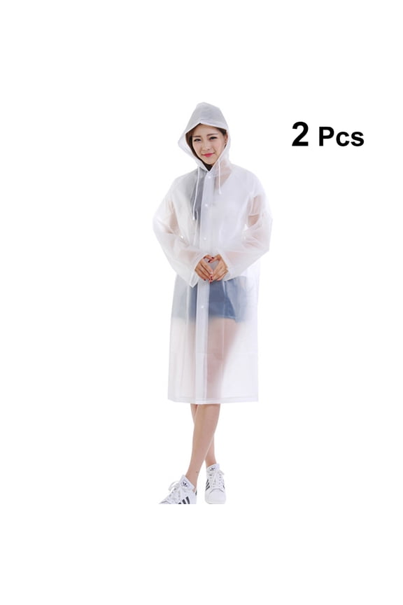 y 2Pcs Portable Transparent Rain Poncho for Adults Waterproof Raincoat with Hood Lightweight for Travel