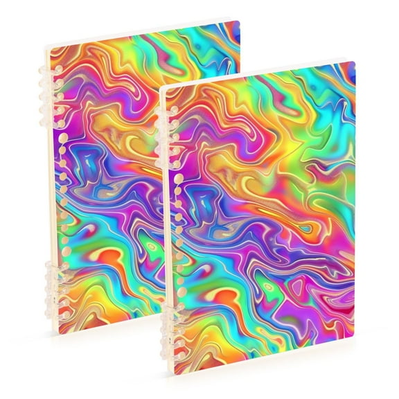 2 Pcs Rainbow Tie-dye Spiral Notebooks 60 Sheets 120 Pages A5 Journal Notepad 8.3x5.7 Inch Thick Adjustable College Ruled Paper