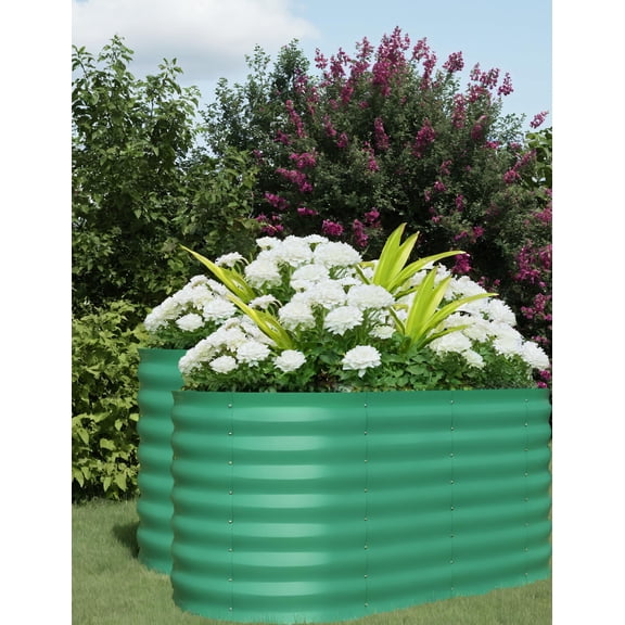 2 Pcs Raised Garden Beds Outdoor 4x2x2 ft - Galvanized Steel Planter Box for Vegetables, Flowers, Rust-Resistant Garden Box, Easy Assembly Raised Beds, Durable Planters for Outdoor Plants, Green