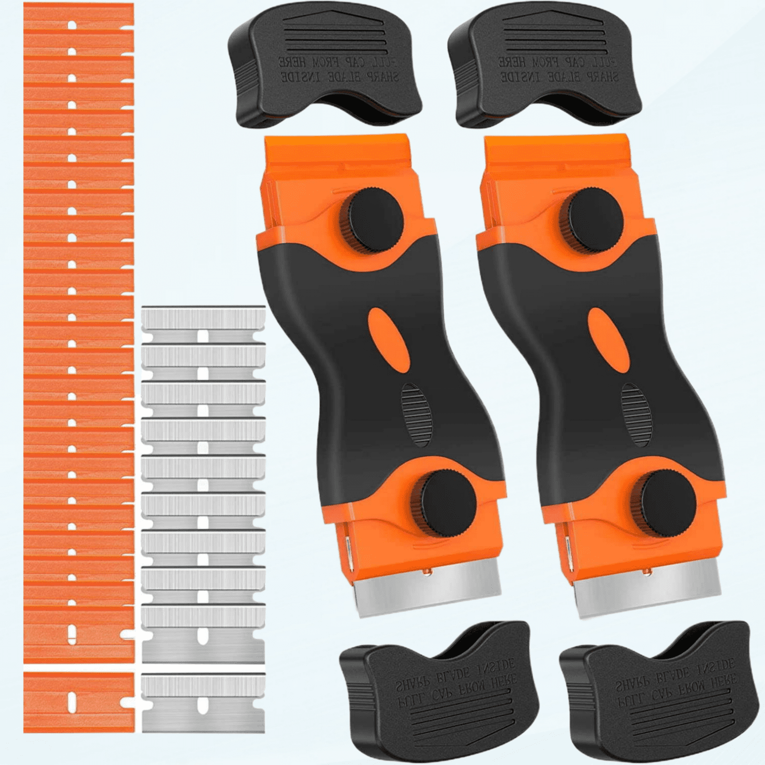 2 Pcs Razor Blade Scraper, 2 in 1 Scraper Tool with 30 Pcs Plastic ...