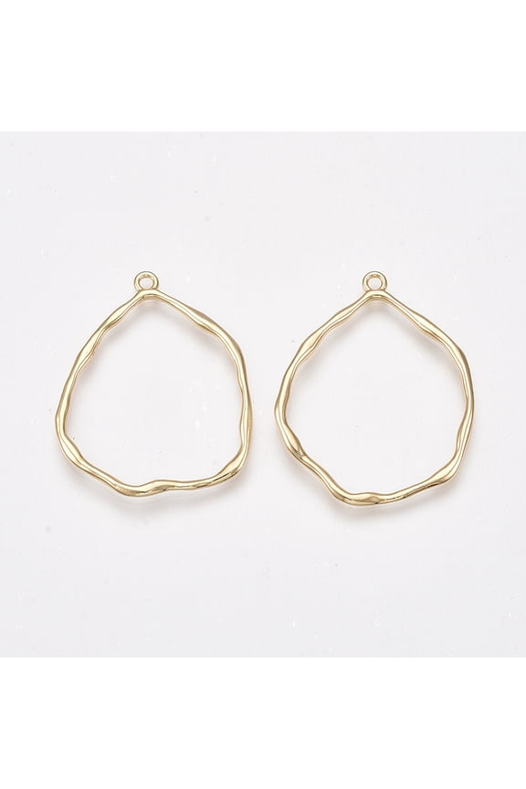 2 Pcs Real 18K Gold Plated Brass Ring Pendants Real 18K Gold Plated Pendants Ring Jewelry Findings for Women DIY Necklace Bracelet