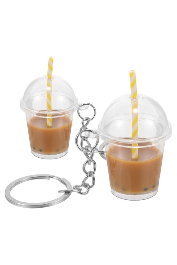2 Pcs Cute Backpack Charm Milk Tea Keychain Lovers 8.50X5.50X1.50CM Chocolate