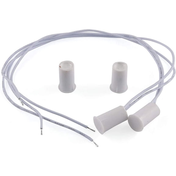2 Pcs Recessed Door Window Magnetic Switch Wired Home Security Alarm Contact Sensor, White