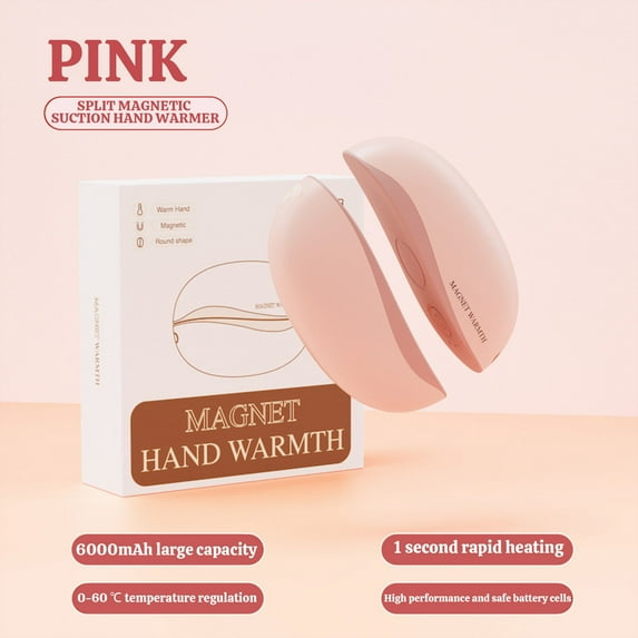 2 Pcs Rechargeable Hand Warmer - 3.8 x 1.2 x 1.4in, 3 Heat Magnetic Detachable & Portable USB Heater for Outdoor & Camping(Pink)
