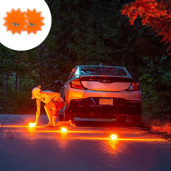 2 Pcs Rechargeable LED Road Flares Emergency Lights - Waterproof Safety Flares for Vehicles with 9 Flash Modes, Car Warning Light Led Flasher Lamp for Car Construction Rescue