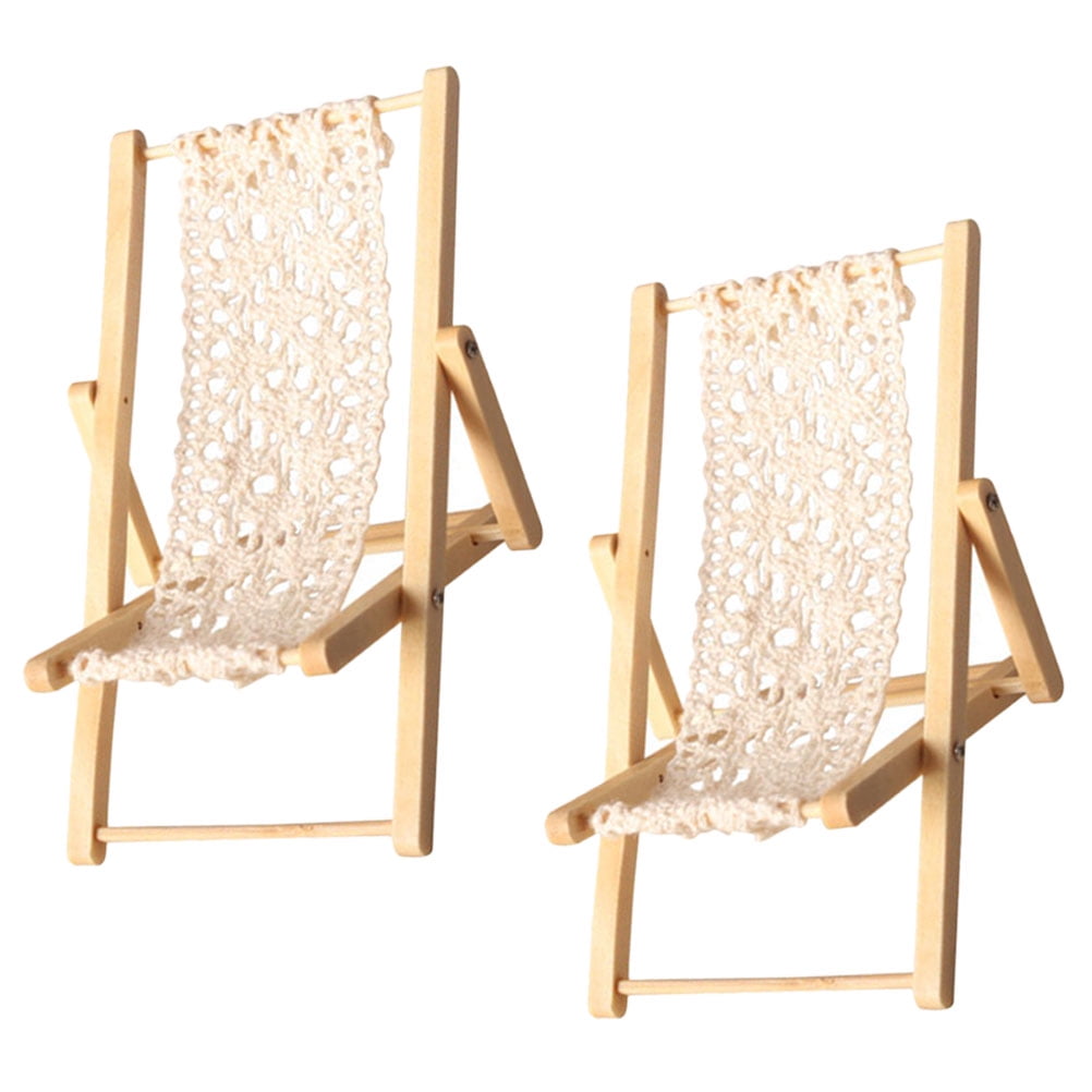 2 Pcs Reclining Chair Foldable Chair Doll House Furnishings Decor for