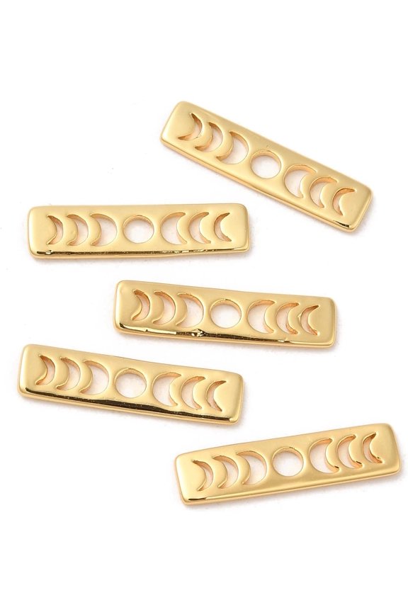 2 Pcs Rectangle Brass Moon Phase Bar Pendants Long-Lasting Plated Pendants Jewel Real 18K Gold Plated Charms for Women DIY Necklace Bracelet Earring Jewelry Craft Making 20x5x1mm