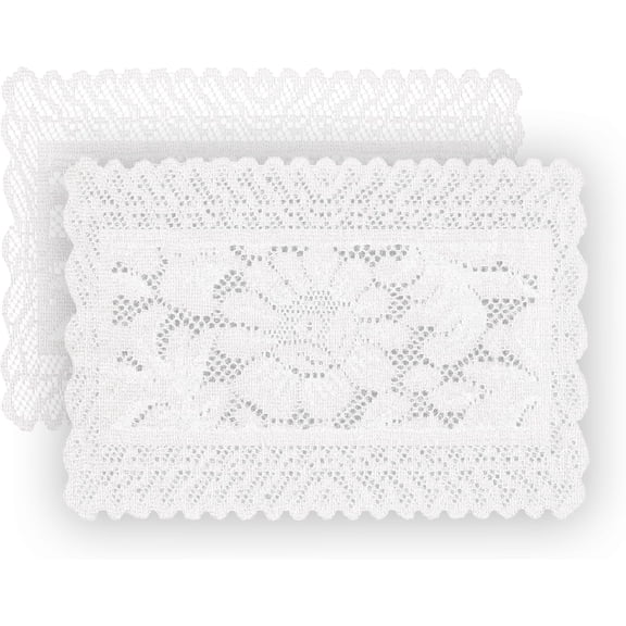 2 Pcs Rectangle Lace Placemats for Tables Embroidered Lace Tablemats Vintage Crochet Floral Table Runner Vintage Wedding, Tea Party Decor,12x17 Inch