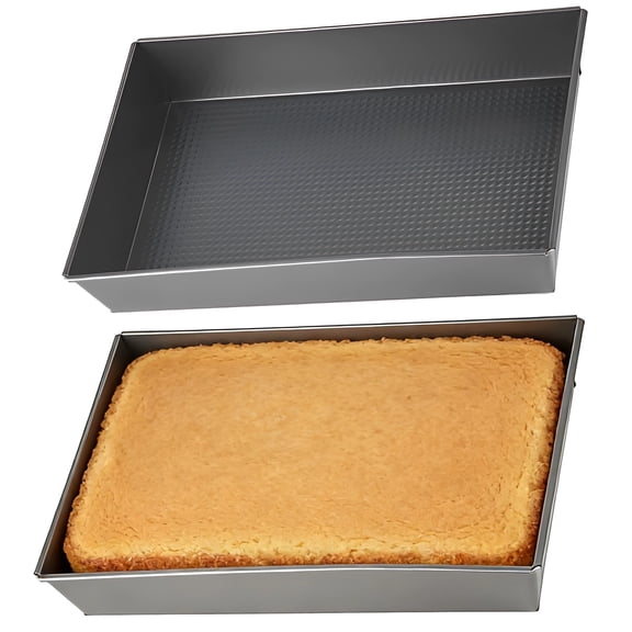 2 Pcs Rectangle Non-Stick Baking Pan Set, 14.37 x 9.37 x 2.44 in Deep Edge Carbon Steel Baking Pans, Heat Up to 500F, Easy to Clean, Great for Home Baking, Pizza