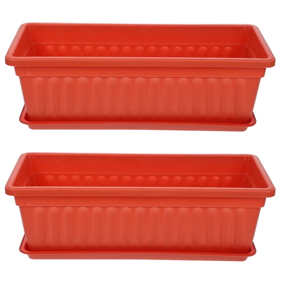 2 Pcs Rectangular Flower Pot Containers 18x6 Rectangle Flowerpot Floral Succulent Planters Vases