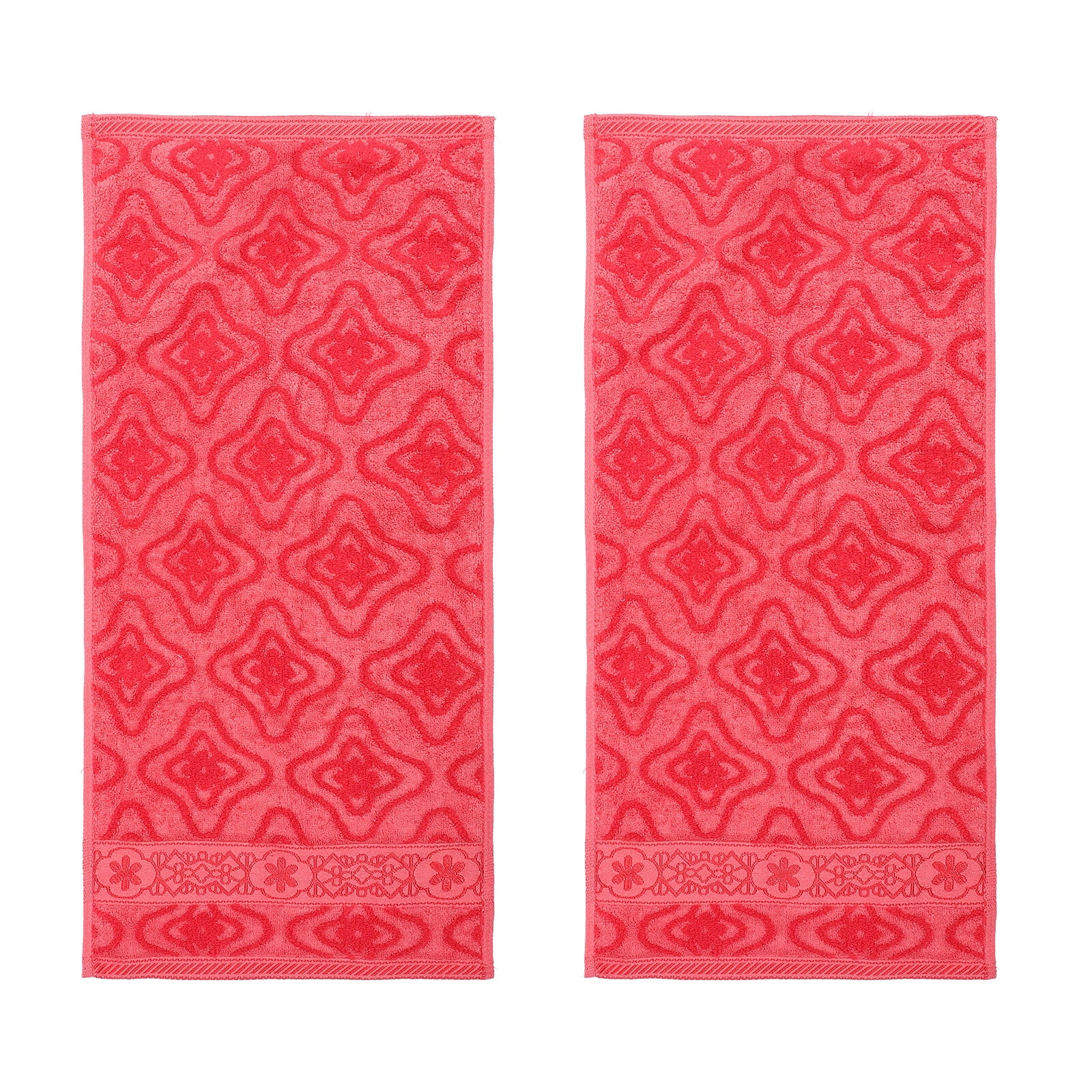 2 Pcs Red Bath Towel Towels Cotton Soft Quick Dry Washcloth Decor Face