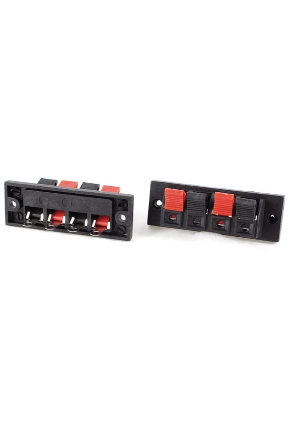 2 Pcs Red/Black 4 Position Cable Clip Socket Push Speaker Terminal Block
