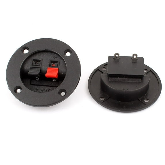 2 Pcs Red Black Round Shape Speaker Terminals Binding Post Board 2 Positon