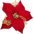 2 Pcs Red Gold Poinsettias Artificial Christmas Flowers Large 7.87