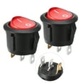 thumbnail image 1 of 2 Pcs Red Light 3 Pin ON-OFF SPST Round Boat Rocker Switch 5A 250V 10A 125V, 1 of 1