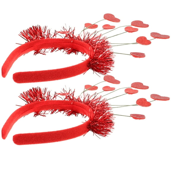 2 Pcs Red Love Headbands for Adults, Party Hair Accessories with Green Ornaments, Stylish and Comfortable
