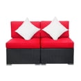 thumbnail image 1 of 2 Pcs Red Patio Sofa PE Rattan Outdoor Wicker Patio Conversation Set by LAZYLAND, 1 of 8
