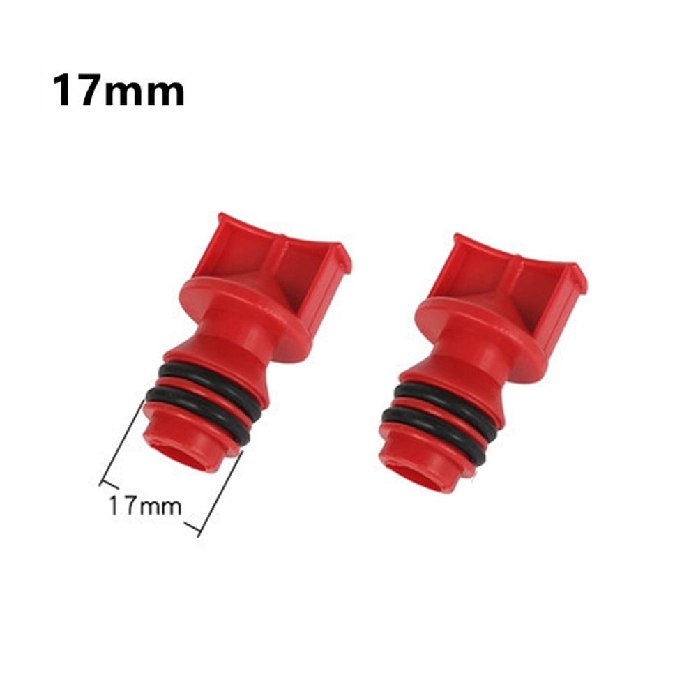 2 Pcs Red Plastic 17mm Male Thread Dia Air Compressor Oil Plugs Oil
