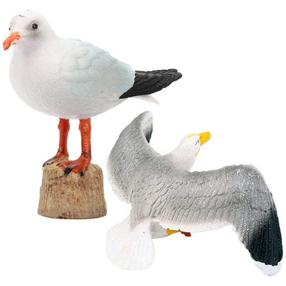 2 Pcs Red-billed Model Seagull Decor Ornament Toy Set Fake Bird Office Desk Decorations Artificial Birds