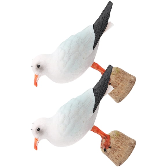 2-Pack Red-Billed Seagull Bird Figurines, Plastic Desktop Decorative Model Toys for Home and Office Display