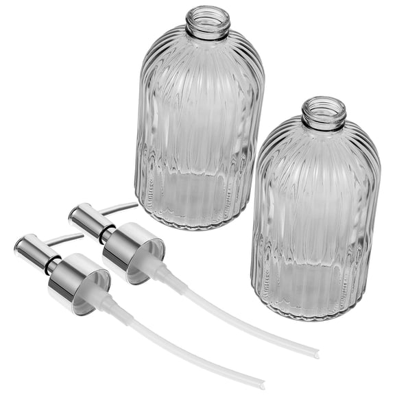 OUNONA 2Pcs Glass Shampoo Dispenser Bottles Pump Cosmetic Bottles for Home Use