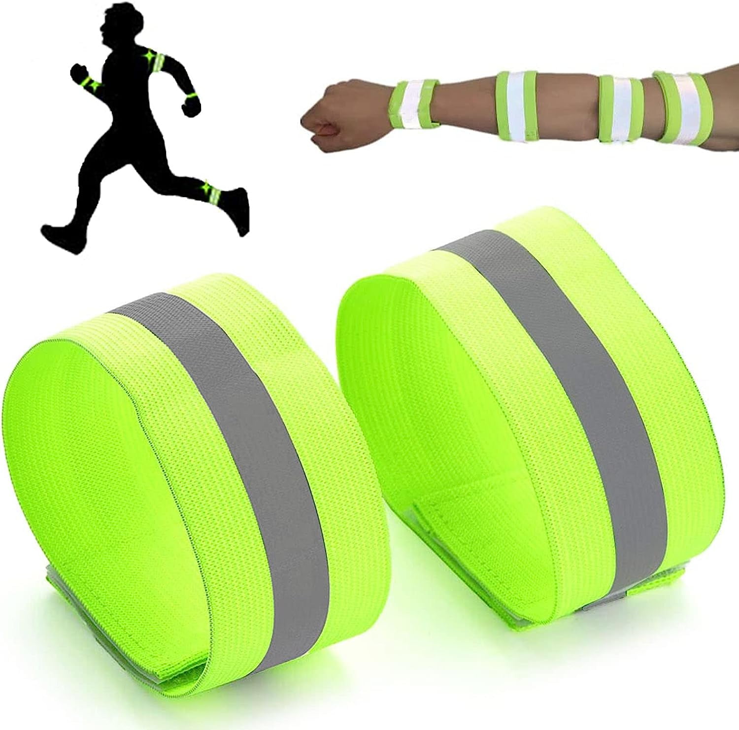 2 Pcs Reflective Armbands, High Visibility Reflector Bands Running